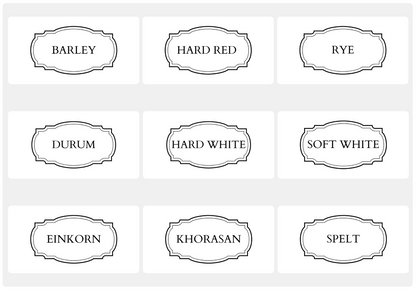 Clear Grain Label Stickers – 3 x 2" Jar & Container Labels (9-Pack)