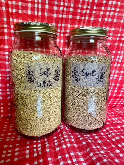 Clear Grain Label Stickers – 3 x 2" Jar & Container Labels (9-Pack)