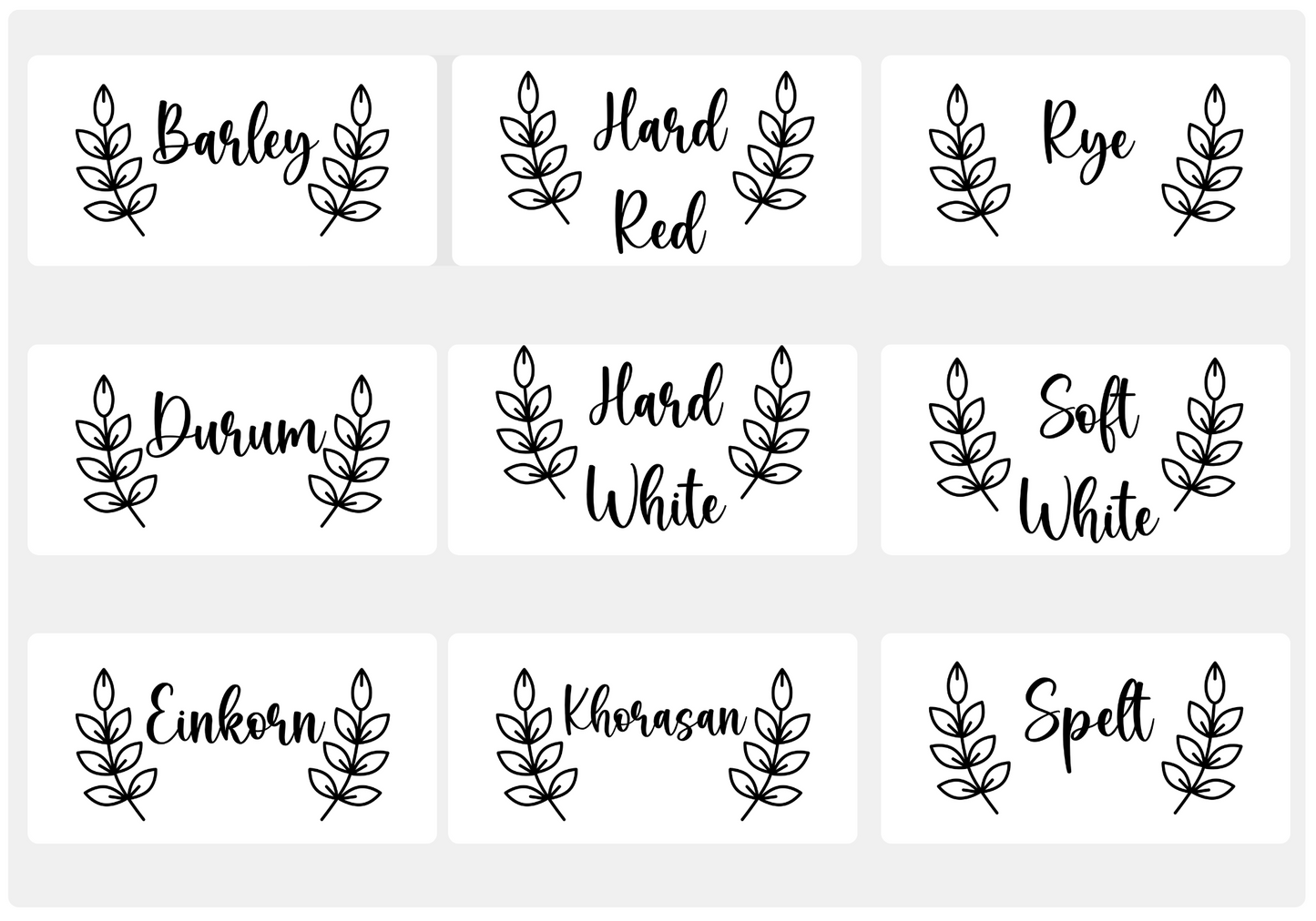 Clear Grain Label Stickers – 3 x 2" Jar & Container Labels (9-Pack)
