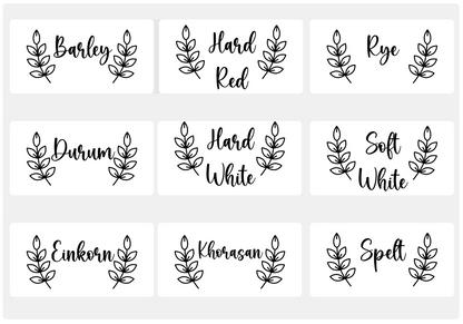 Clear Grain Label Stickers – 3 x 2" Jar & Container Labels (9-Pack)